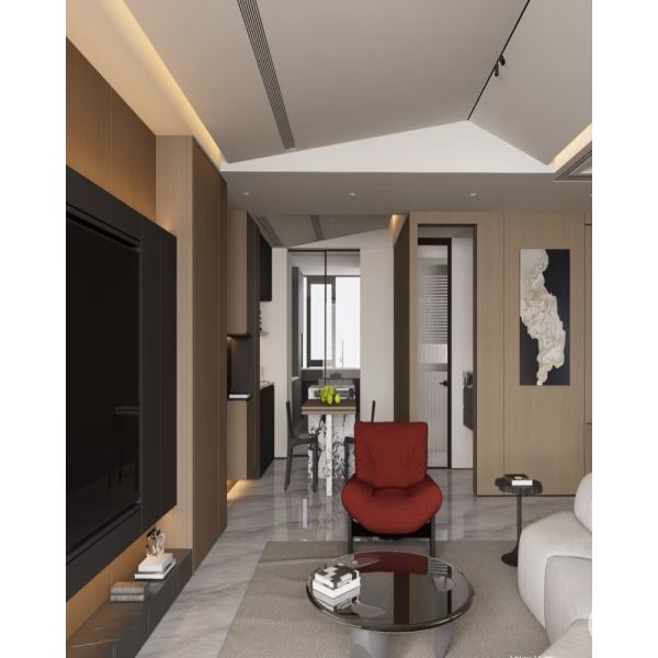 Modern Italian Quiet Luxury Whole House Integrated Wood Veneer Custom Cabinet System, Full Set Living Room TV Wall, Dining Sideboard, Study Desk, Bedroom Wardrobe, Dressing Nook & Fluted Wall Panel