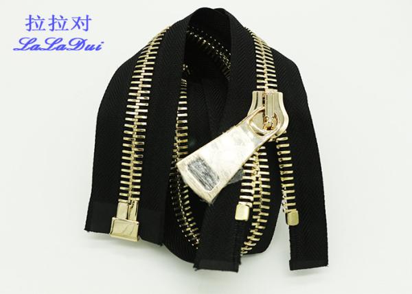 Bright 22 Inch Dual Separating Parka Zipper , Light Gold Teeth Reversible Separating Zipper