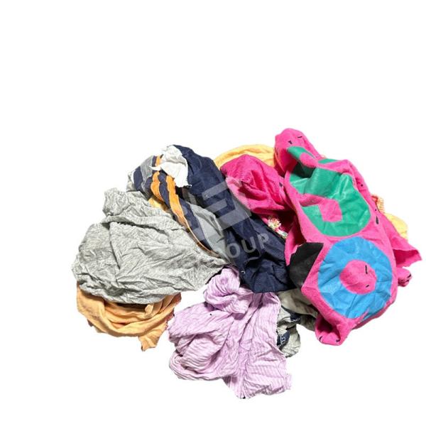 SJST06-P Wholesale Fabric cut pieces mixed color t shirt rags textile waste rags cleaning recycled wiping cleaning rags