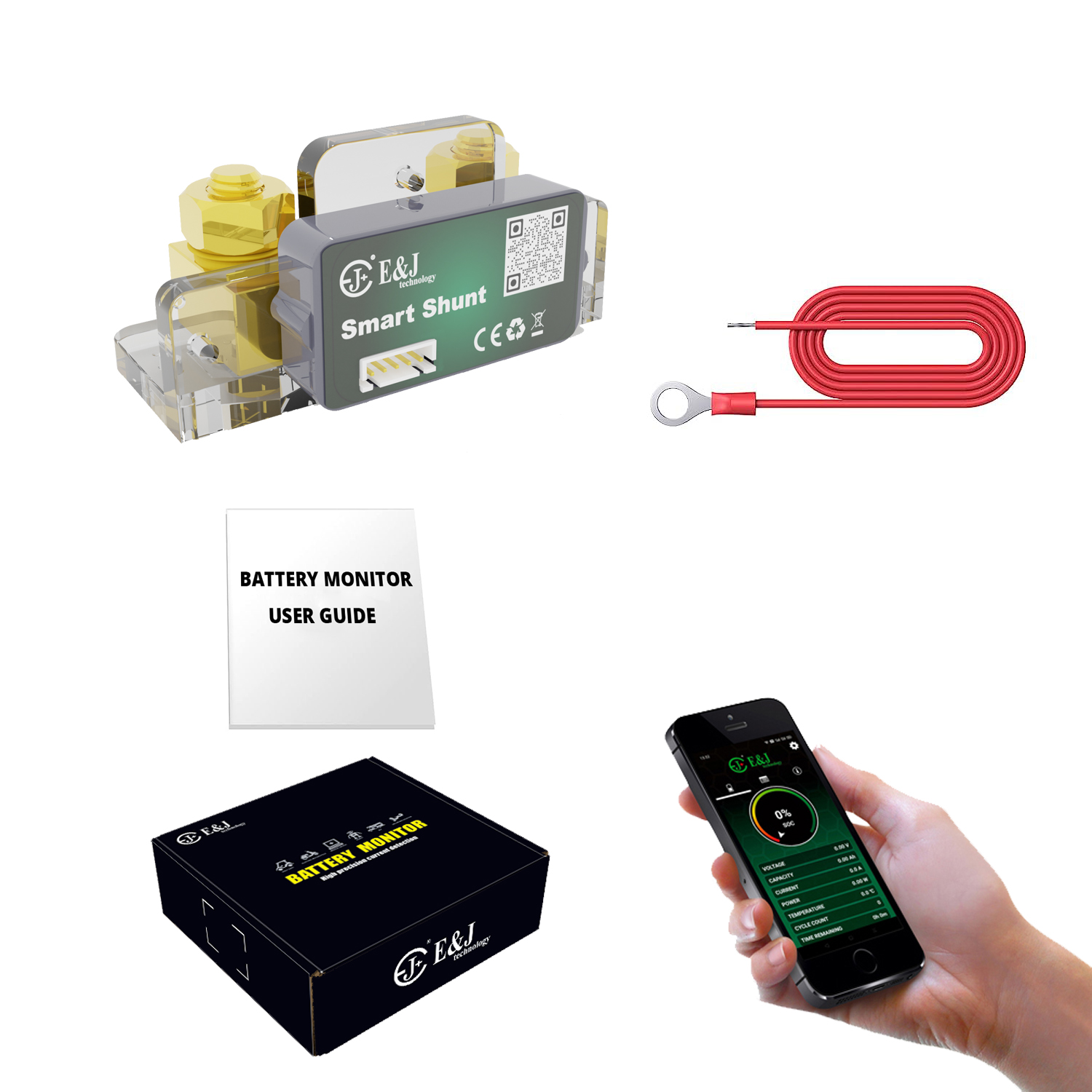 Smart Shunt Digital Battery Monitor 12V 500A For Golf Cart EV Motorhome Solar