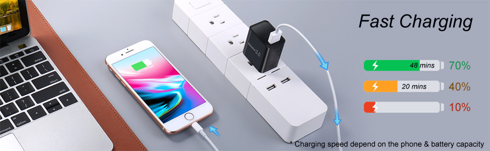2 Пакет 3.0 Адаптер 18 Вт Блок быстрой зарядки USB Стенный плагин Зарядный блок