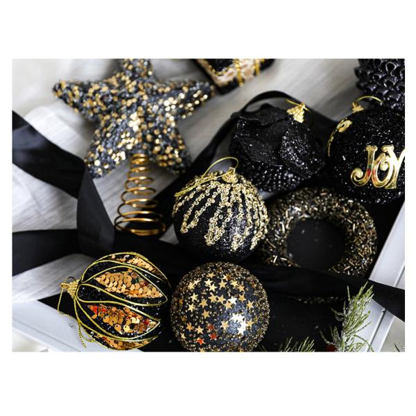 Christmas Foam Ball Classic Black Gold Series Christmas Tree Pendant Decoration
