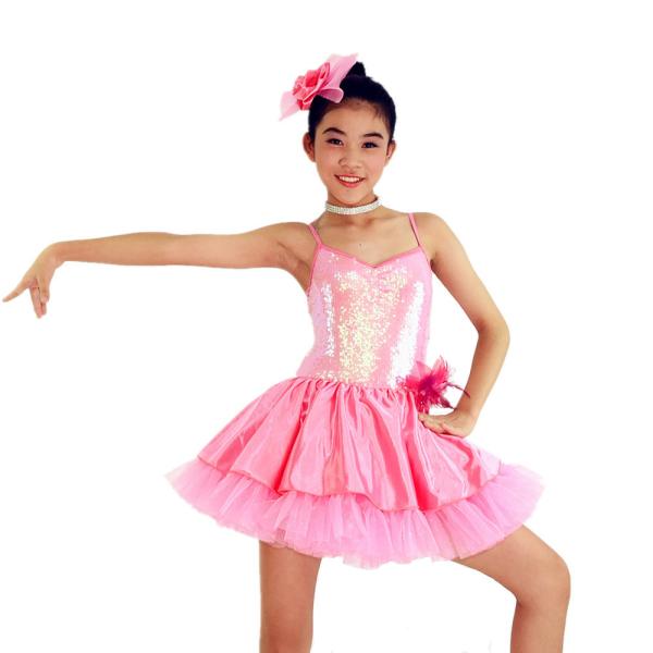 Knee Length Tieres Girls Jazz Costumes Tap Dance Dress Custom Service Dance Clothes