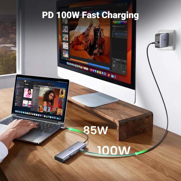Revodok 9 en 1 USB C Hub Adaptateur Gigabit Ethernet 100W PD Chargement, Ports de données USB A&C, Lecteur de carte SD/TF