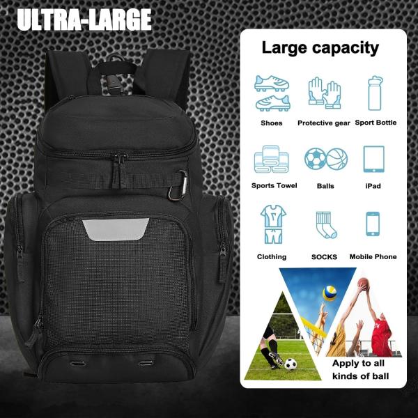 Баскетбольный рюкзак Большая спортивная сумка, спортивная сумка с отсеком для мяча и обувным отсеком для магазина спортивные ботинки вода