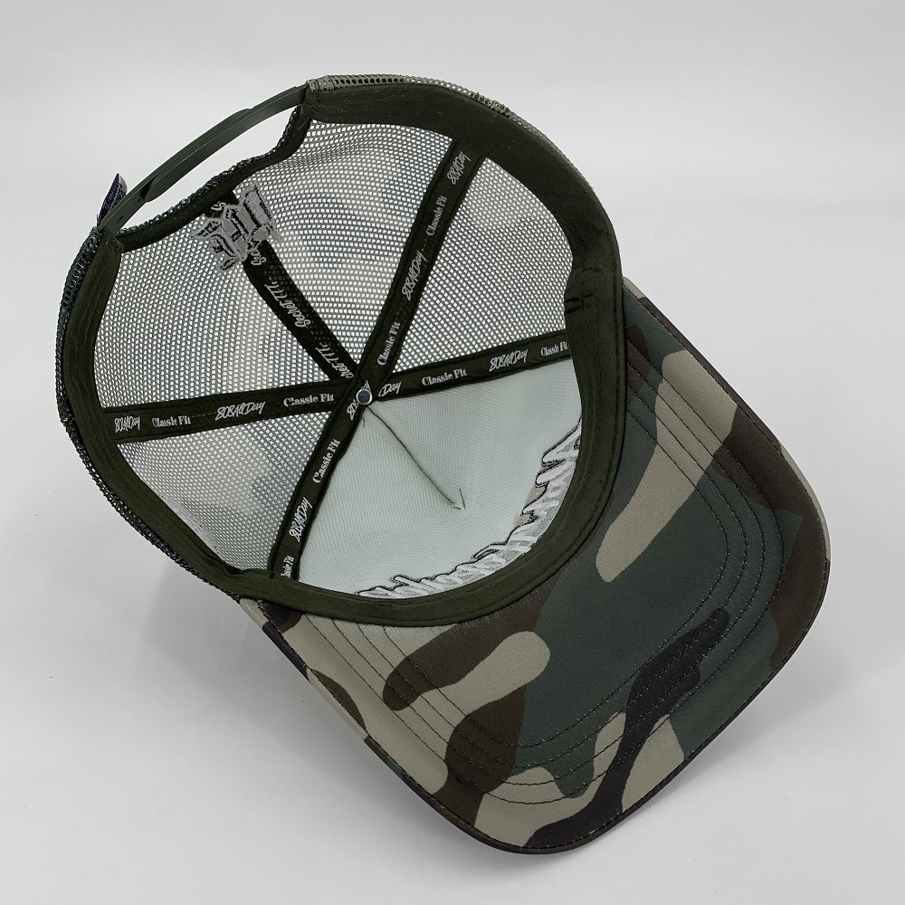 Outdoor Camo Trucker Hat Embroidered Camouflage Trucker Hat 5 Panel