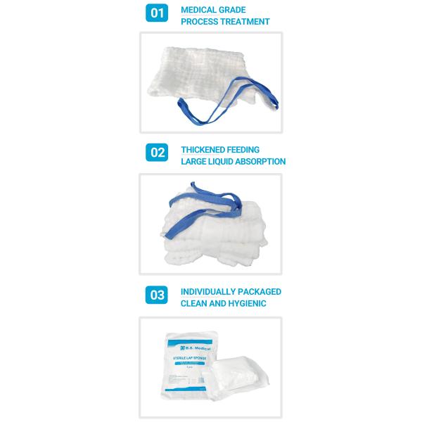 Предварительно промытая рановая повязка медицинская хлопчатобумажная марля стерильная губка брюшной полоски 40*40 см