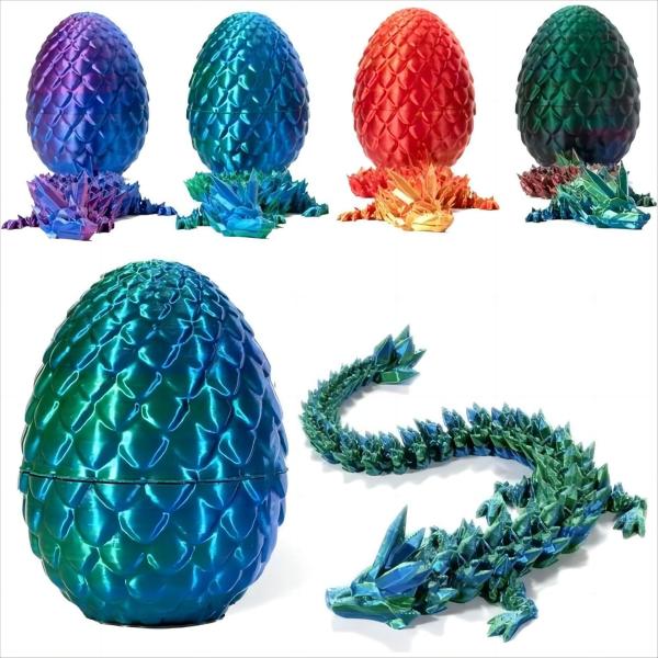 Articulated Crystal in Egg Executive Fidget Desk Toy 3D Printed Dragon Eggs for Unisex Age Range 5-7 Years