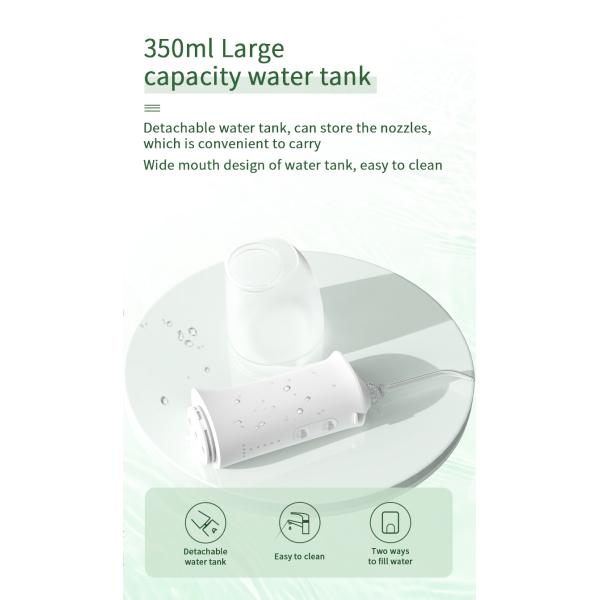 2000mAh Portable Cordless Rechargeable electric dental oral irrigator with 4 modes 350ml big tank