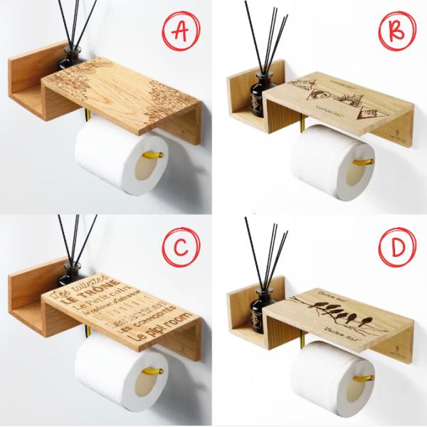 Wood Toilet Paper Holder Wooden Toilet Paper Holder with Macrame Style Phone Holder Easy Storage Wall Shelf