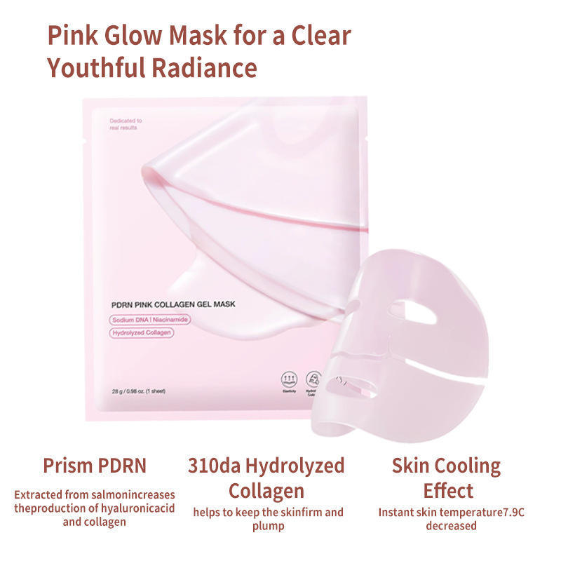 OEM ODM Salmon DNA PDRN Collagen facial mask Pink facial mask Moisturizing and Firming Skin Glass Skin Effect PDRN ingredients