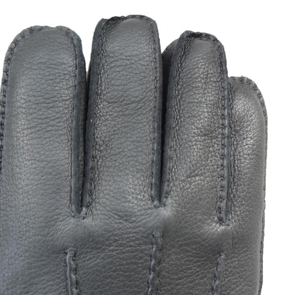 Deerskin Fur Lined Mens Soft Leather Gloves Classic Hand Sewing Stitching