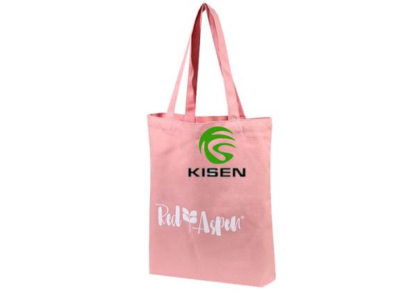 Thick Portable Reusable Cotton Tote Bags , Korean Style Pink Canvas Tote Bags