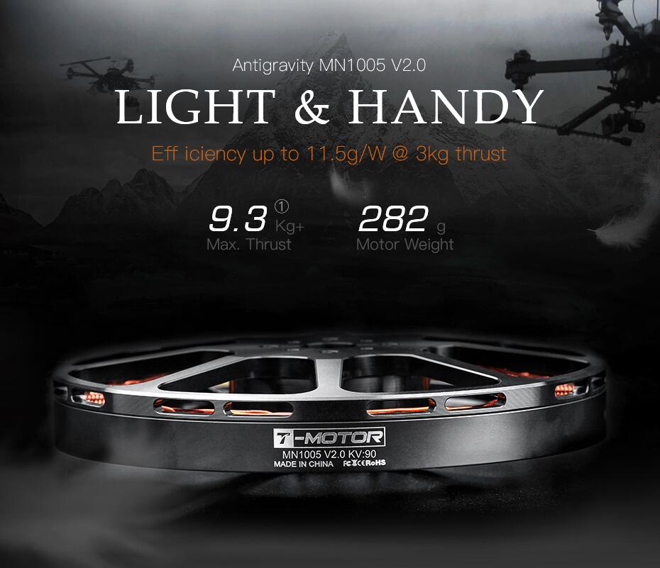 T-MOTOR MN1005 V2.0 KV90 Ultralight Aircraft Engine Big Thrust Antigravity V Brushless Motor Helicopter High Speed UAV