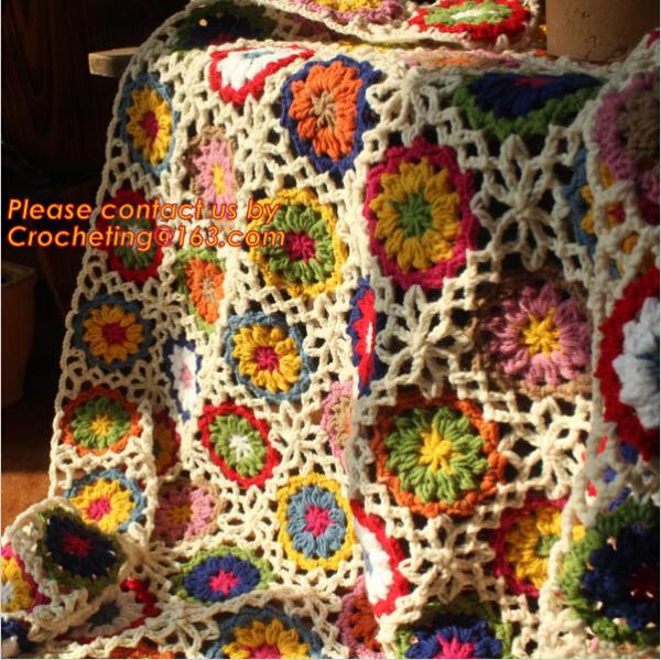 Nordic Hand-woven crochet hook Daisy striped blanket, Cashmere knitted blanket, sofa blank