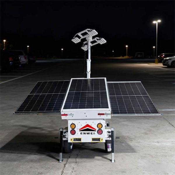 Zero Emission Telescopic Mast Solar Powered Floodlight Lighting Trailer For Desert Lighting