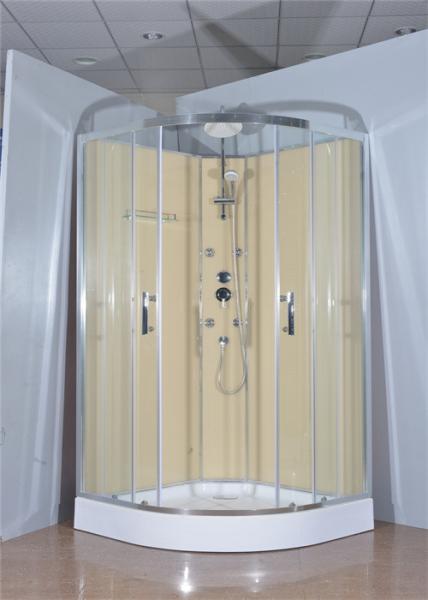 Circle Quadrant Shower Cabin with white acrylic tray  chrome aluminium