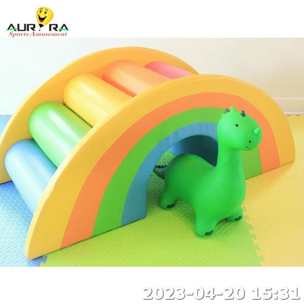 Orange Rainbow Arch Bridge Climber Kids Playground Equipment Customized Soft Play Games