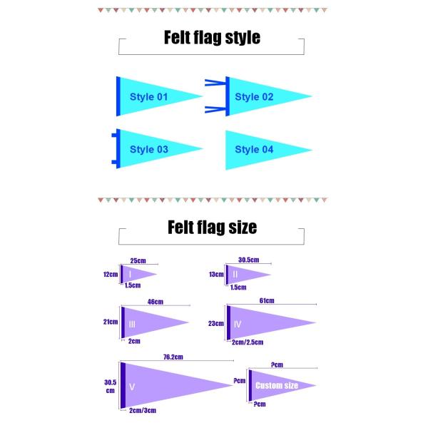 Silk Screen Printing Felt Pennant Banner , 15x20cm Outdoor Pennant Banner