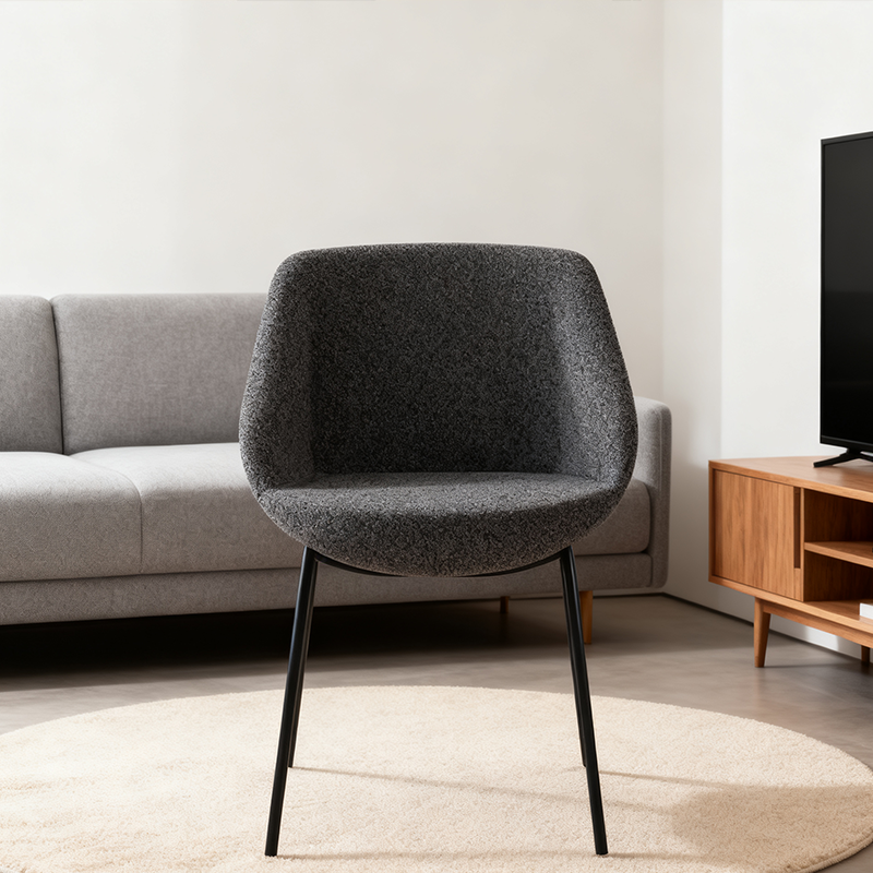 Comfortable Fabric Back Armless Accent Chair with Metal Legs-Modern Design for Bedroom Gym & Living Room Use