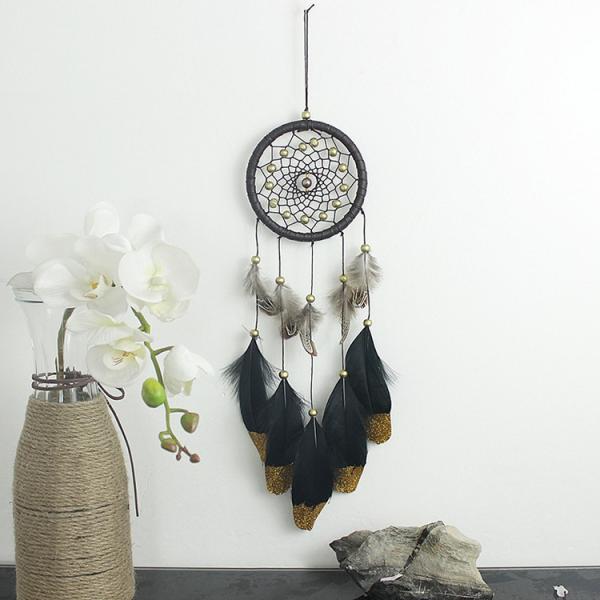 Circular Purple Handmade Dream Catcher Net With Feathers Wall Hanging Decoration Decor Craft Gift Wind Chimes for Home