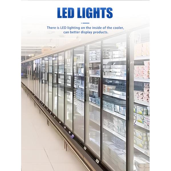 Супермаркет Коммерческая Вертикальная стеклянная дверь Вертикальная охладитель Витрина Холодильник Многоэтажный дистанционный