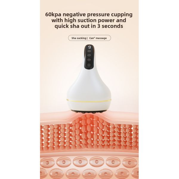 USB Rechargeable Electric Cupping Massager with 9 Strength Grade Suction and 9 Temperature Settings for Deep Muscle Relaxation