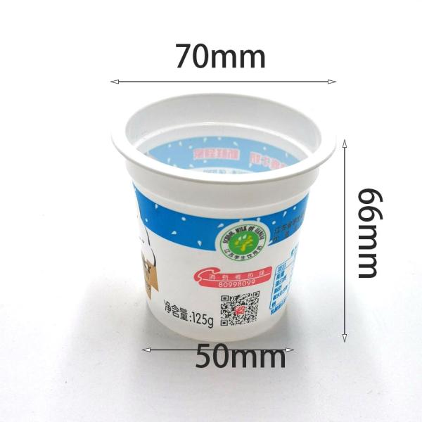 Food grade plastic cups 100ml  customized plastic yogurt milk drink cup with aluminum foil lid