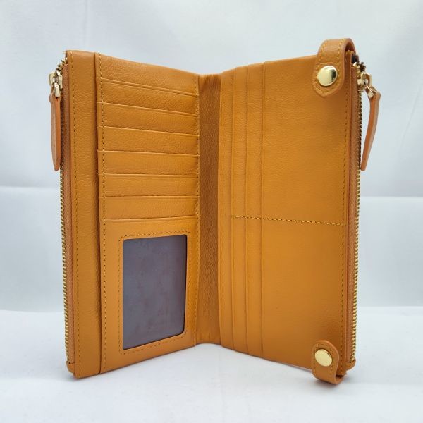 Накладка молнии длинная морщит реальный кожаный бумажник карты для людей и женщин WA05