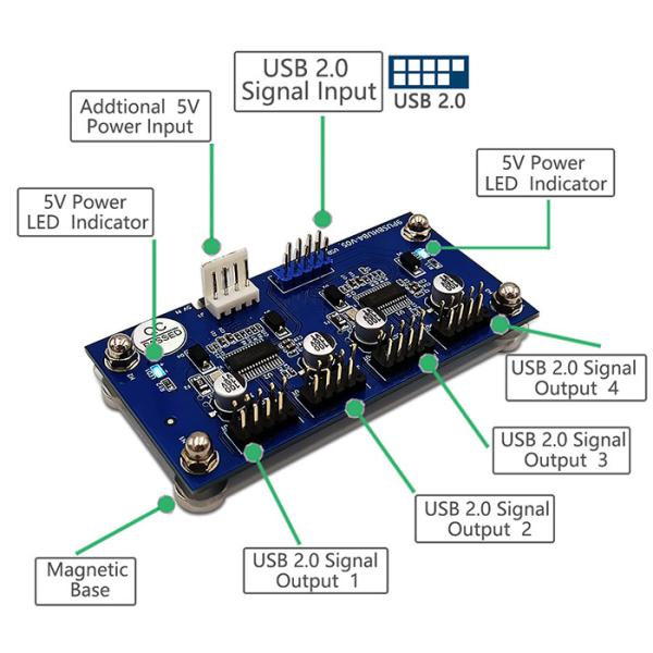 homem 1 a de 9pin USB CUBO fêmea 2 do cartão-matriz do cartão do cabo de extensão 4 ao cubo 8-Port