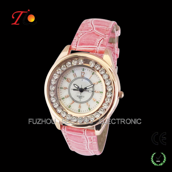 New latest  fancy stone watches fashion design and colorful leather band  for ladies