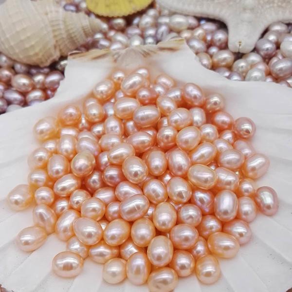 Wholesale AAA Grade 5-6mm and 6-7mm and 7-8mm no hole Rice Shape real pearl Colorized Freshwater Loose Pearl Beads