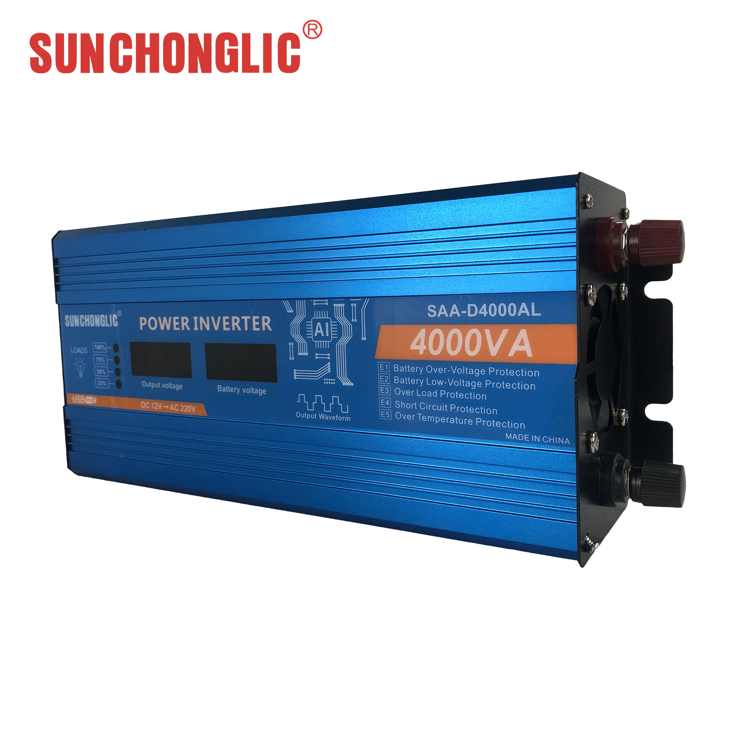 SAA-D4000AL High Power Modified Sine Wave Inverter with 1400W Rated Power 3000VA Surge Power and LED Digital Meter