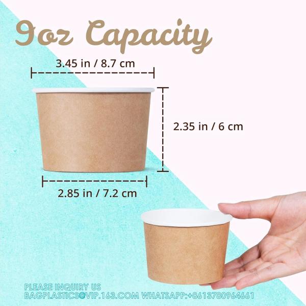 9-Oz Disposable Dessert Bowls For Hot Or Cold Food, 9-Ounce Party Supplies Treat Cups For Sundae, Frozen Yogurt