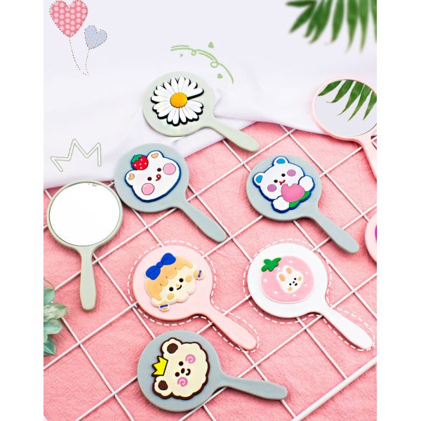 Makeup Cosmetic Mirror for Promotional Gift Korean Japanese Ins Cute Style Hand Cosmetic Mirror, Portable Travel Makeup Mirror