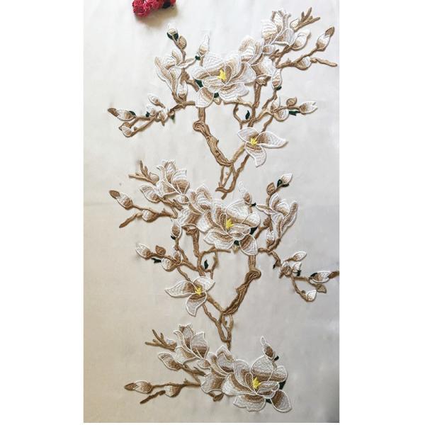 Hot Fix Motif mangnolia Embroidery Lace Flower for Cheongsam