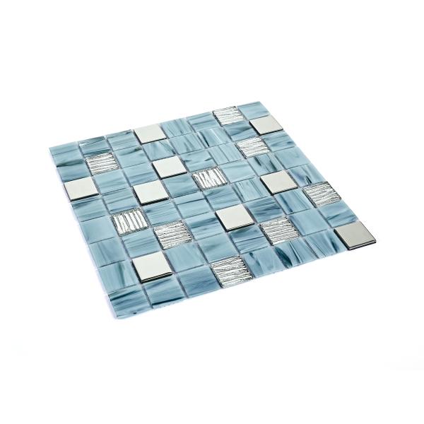 Anti-slip Blue 304x304mm Interior Wall Glass Swimming Pool Mosaics For Bedroom and Dining Room
