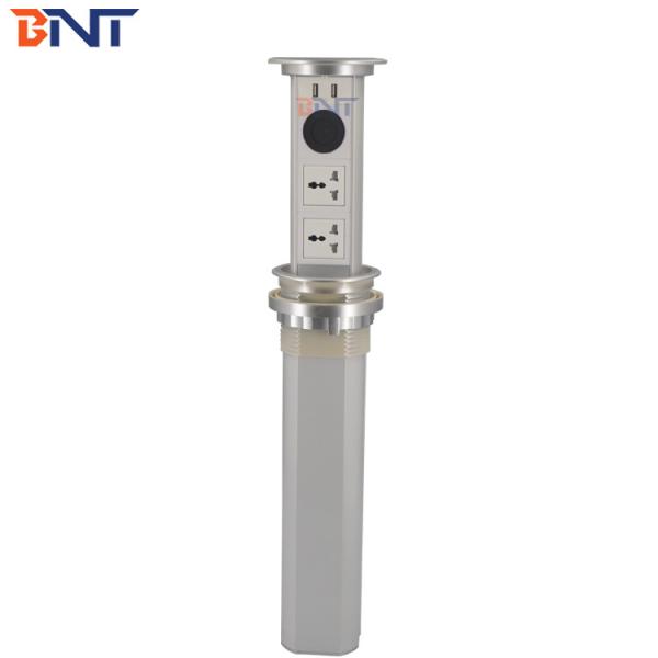 silver 2 universal  power plug pneumatic automatic pulling pop up kitchen socket