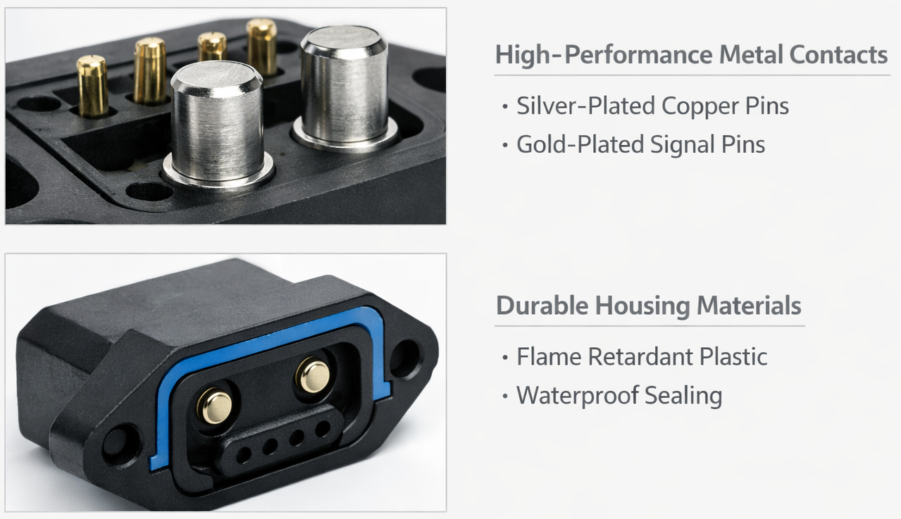 40A AC 2+6 Power Socket Connector 72V 3000 Cycles Industrial