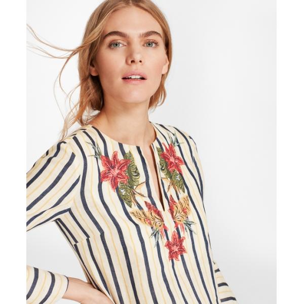 2018 новым верхних частей туники женщин дизайна Флористическ-вышитых мексиканцем Линен