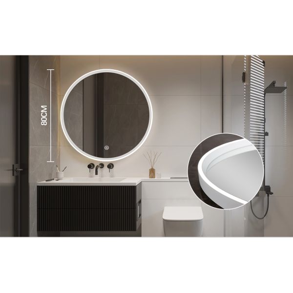 Waterproof IP44 Round Hotel Mirrors LED Anti Fog Bathroom Mirror
