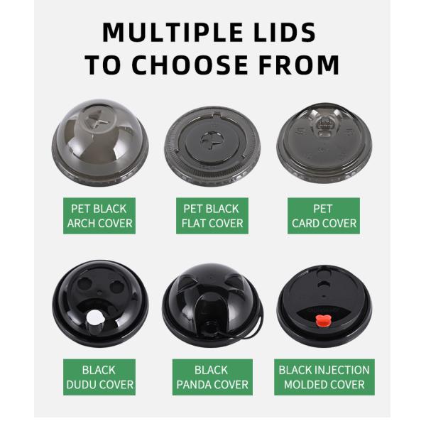 Tazas de plástico de PP de 98 mm de diámetro con tapas para bebidas frías.