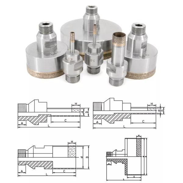 100mm Dia Diamond Glass Drill Bits Threaded Diamond Hole Saw For Glass