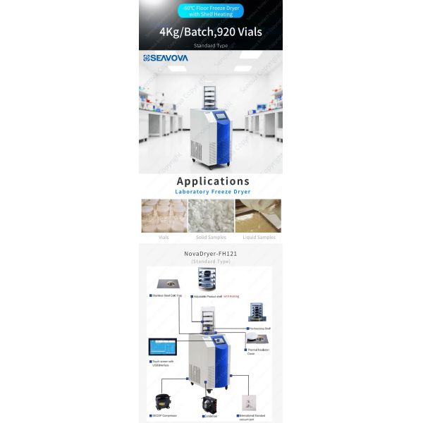 4kg Small Food Freeze Dryer Lab Lyophilizer For Scientific Research