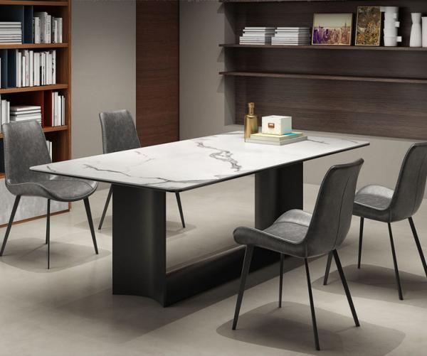 Modern Stainless Steel Leg Luxury Marble Dining Table