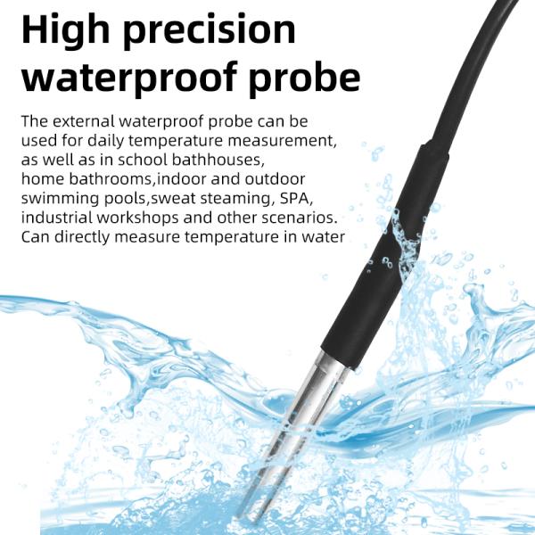 LX923TW-B Digital Temperature Humidity Meter with Waterproof Probe - Blue Backlight Hygrometer for Pool Industrial Home Use