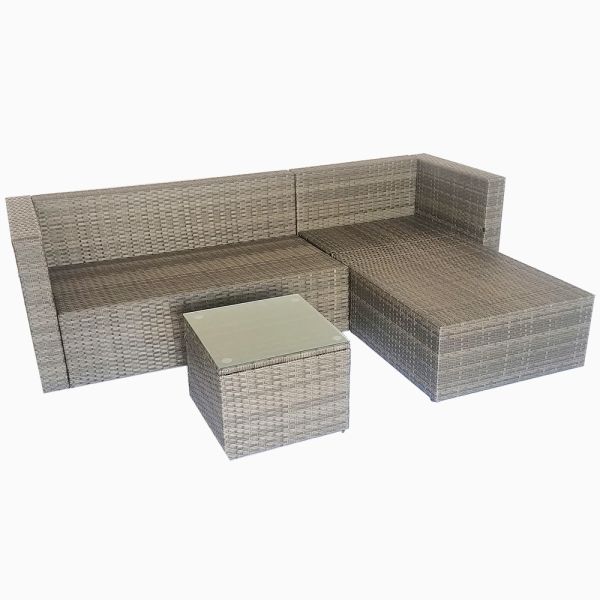 Factory Cheap Concise Style Outdoor Garden Leisure Patio Furniture Set Rattan Wicker Corner Sofa Chair and Coffee Table