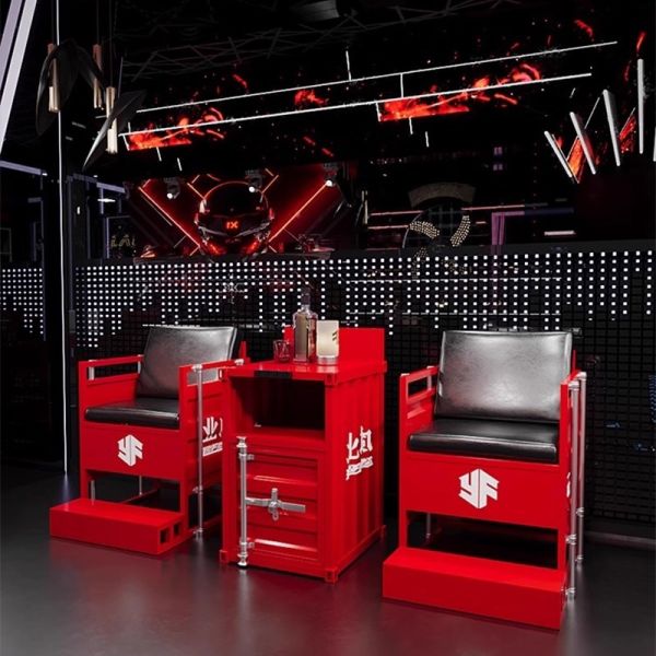 Billiards Hall Chairs And Tables Metal Industrial Chairs And Tables Red