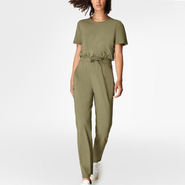 4 Way Stretchy Womens Loungewear Set Nylon Spandex Loose Yoga Jumpsuit