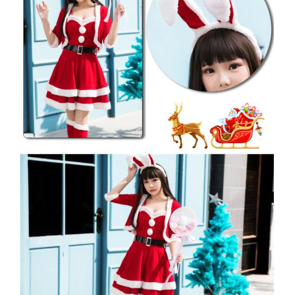 Рождественское платье 2023 Красное с аксессуарами Взрослые женщины 5-частный набор Костюм косплей